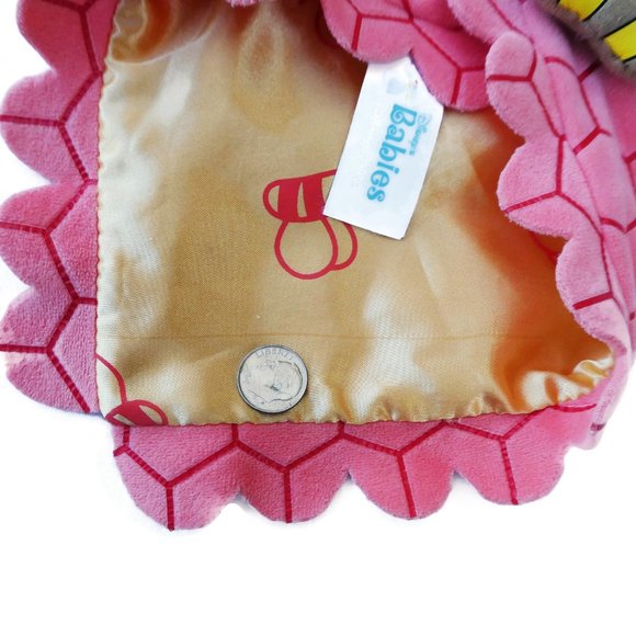 Disney Parks Babies Blanket Bee Honeycomb Pink Yellow Satin Lining Scalloped - Picture 6 of 7